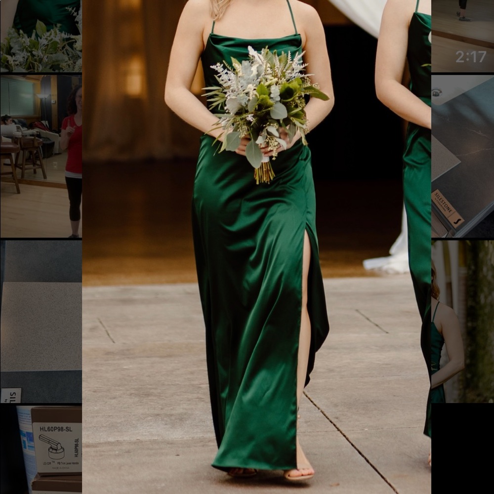 Shiny Charmeuse Cowl Neck Slip Dress with Slit